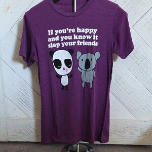 Hot Topic Purple Kids Tee with Panda and Koala